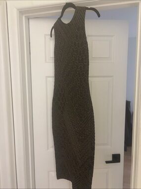 Marciano One-Shoulder Black and Gold Beaded Evening Dress